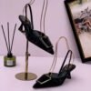 Pumps woman heel 5 cm  with Short comfortable Sling Backs