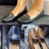 Fashion Quality Women’s Loafers – Navy Blue with Gold Buckle | Affordable Ladies’ Shoes in Nairobi, Kenya