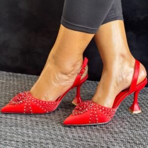 Vesna Zora Crystal Embellished Pointed Toe Slingback Heels – JFH