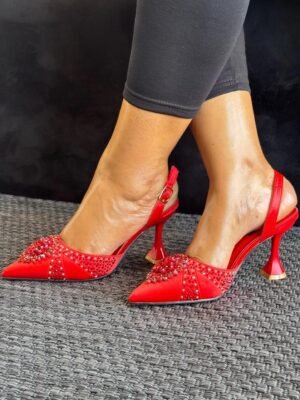 Vesna Zora Crystal Embellished Pointed Toe Slingback Heels – JFH